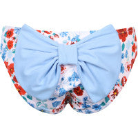 Poppies Print Two Piece Swimsuit with Large Bow