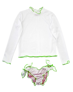 ALESSANDRA WHITE RASH GUARD NEON GREEN TRIM