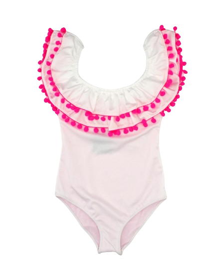 SISSI WHITE HOT PINK POMPON
