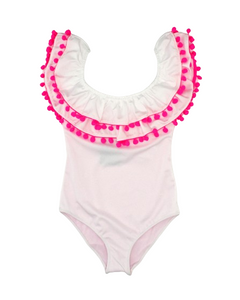 SISSI WHITE HOT PINK POMPON