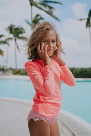 Girls RASH GUARD SHIRT NEW ORIGAMI PINK - Piccoli Principi Swimwear