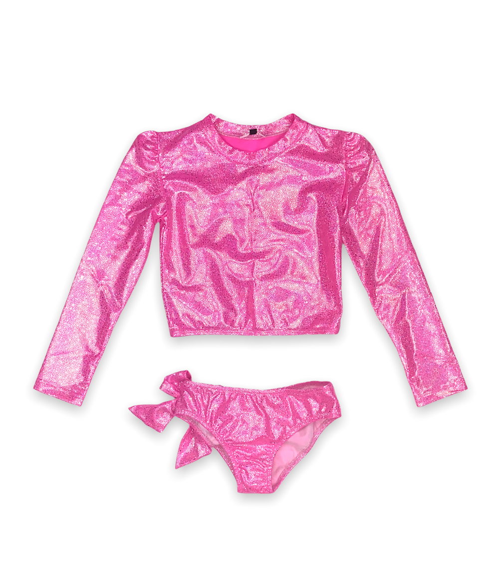 MARTINICA GLITTER NEON PINK RASH GUARD - Piccoli Principi Swimwear