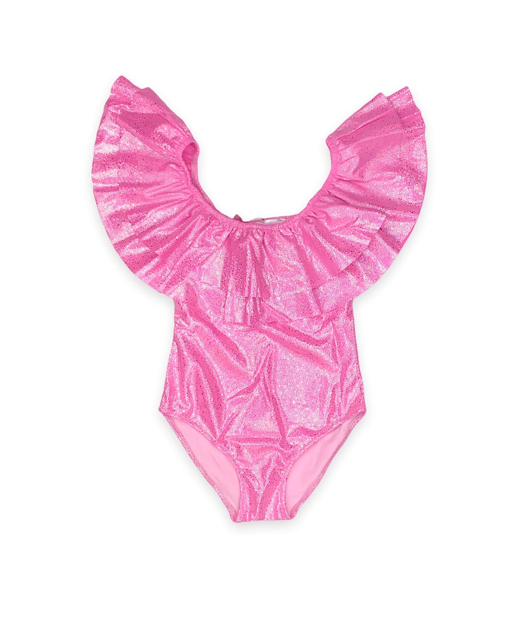 SISSI GLITTER PINK NEON ONE PIECE - Piccoli Principi Swimwear